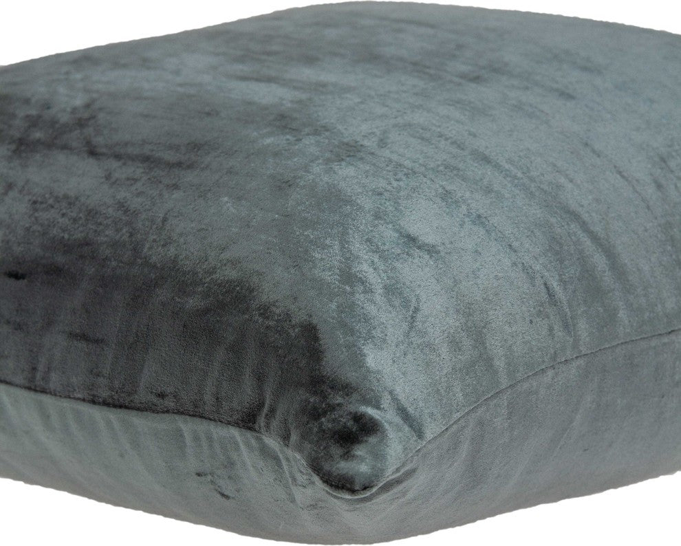 22" X 7" X 22" Transitional Charcoal Solid Pillow Cover With Poly Insert