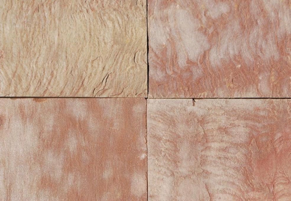 Pink Leather Sandstone, Natural Cleft Face/Back Finish, 16"x16", Set of 384