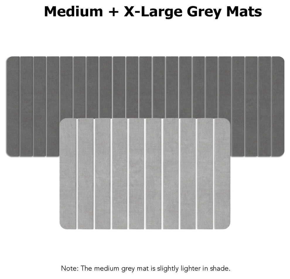 Diatomite Quick-Dry Stone Bath Mat Set, Gray, X-Large/Medium Mats