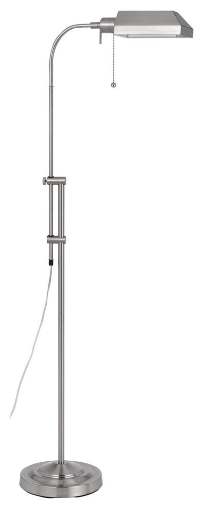 57" Nickel Adjustable Traditional Shaped Floor Lamp With Nickel Square Shade