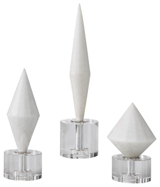Alize White Stone Sculptures S/3