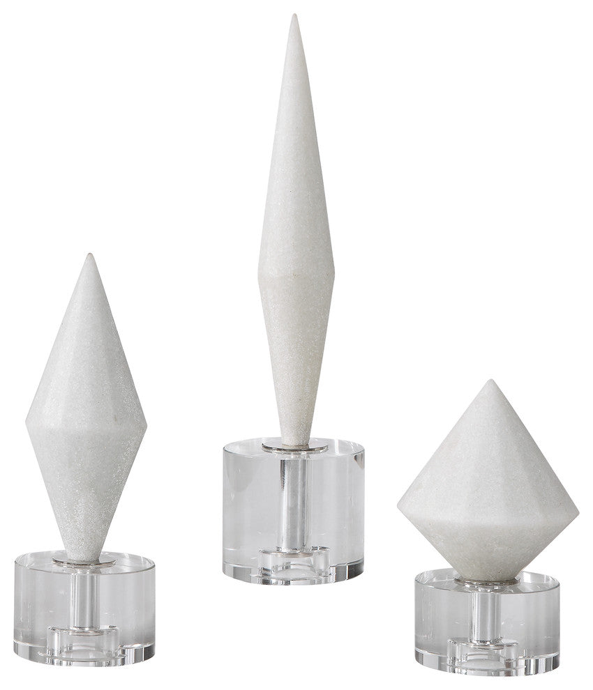 Alize White Stone Sculptures S/3