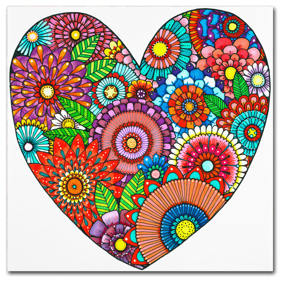 Hello Angel ''Floral Heart'' Canvas Art, 24x24