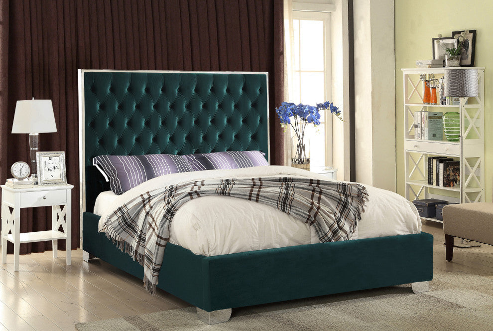 Lexi Velvet Bed, Green, Full