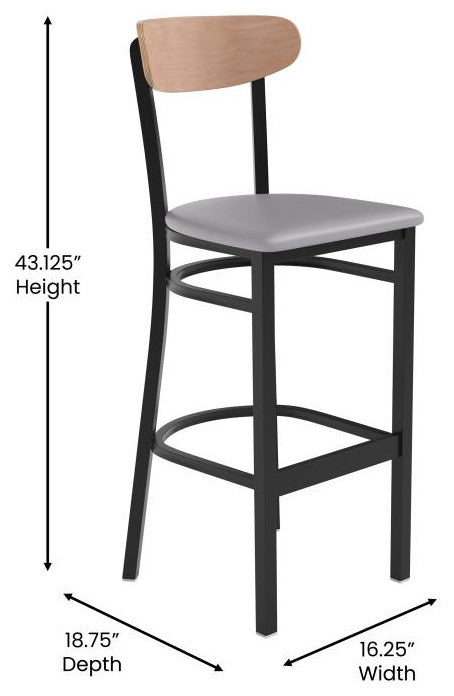 Wright Commercial Grade Barstool -500 LB. Capacity Steel Frame, Natural Birch Wo