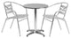 23.5'' Round Aluminum Indoor-Outdoor Table Set with 2 Slat Back Chairs
