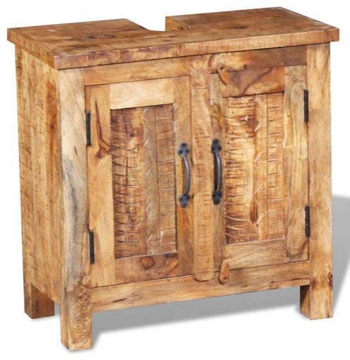 vidaXL Bathroom Cabinet with 2 Doors Vanity Cabinet with Mirror Solid Mango Wood