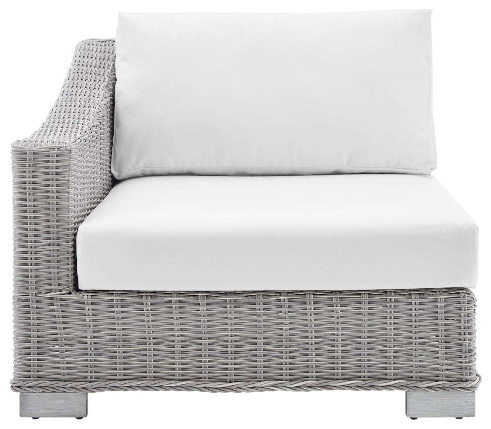 Lounge Chair, Sunbrella, Rattan, Wicker, Gray White, Modern, Outdoor Patio