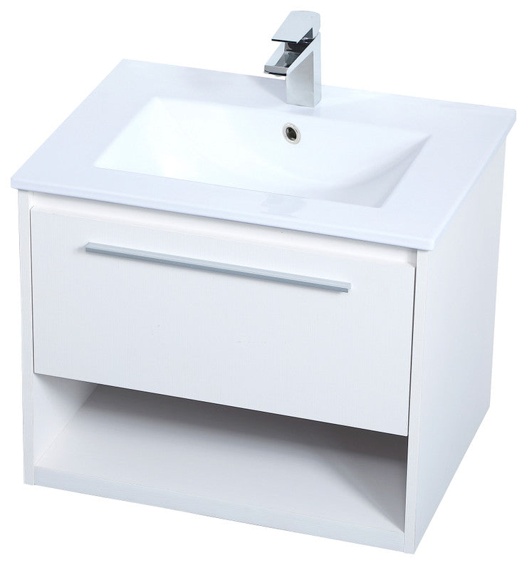 24" Single Bathroom Floating Vanity, White