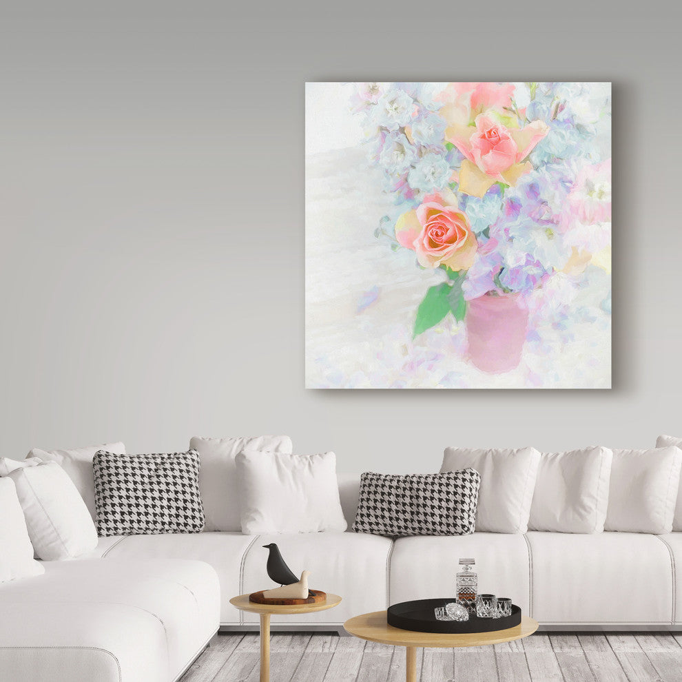 "Larkspur And Roses" by Cora Niele, Canvas Art, 24"x24"