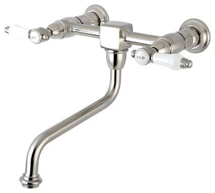 Kingston Brass Wall Mount Bathroom Faucet, Brushed Nickel
