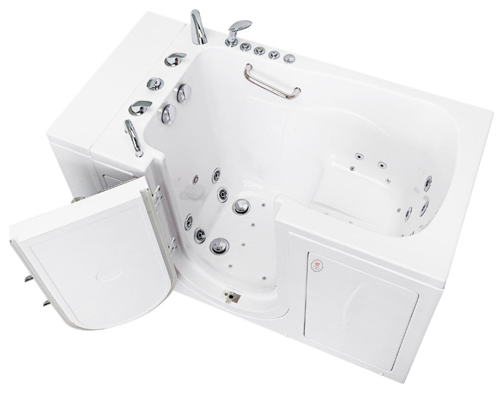 Ella Monaco 32"x52" Acrylic Walk-In-Bathtub, Outswing Door, 5 Piece Faucet