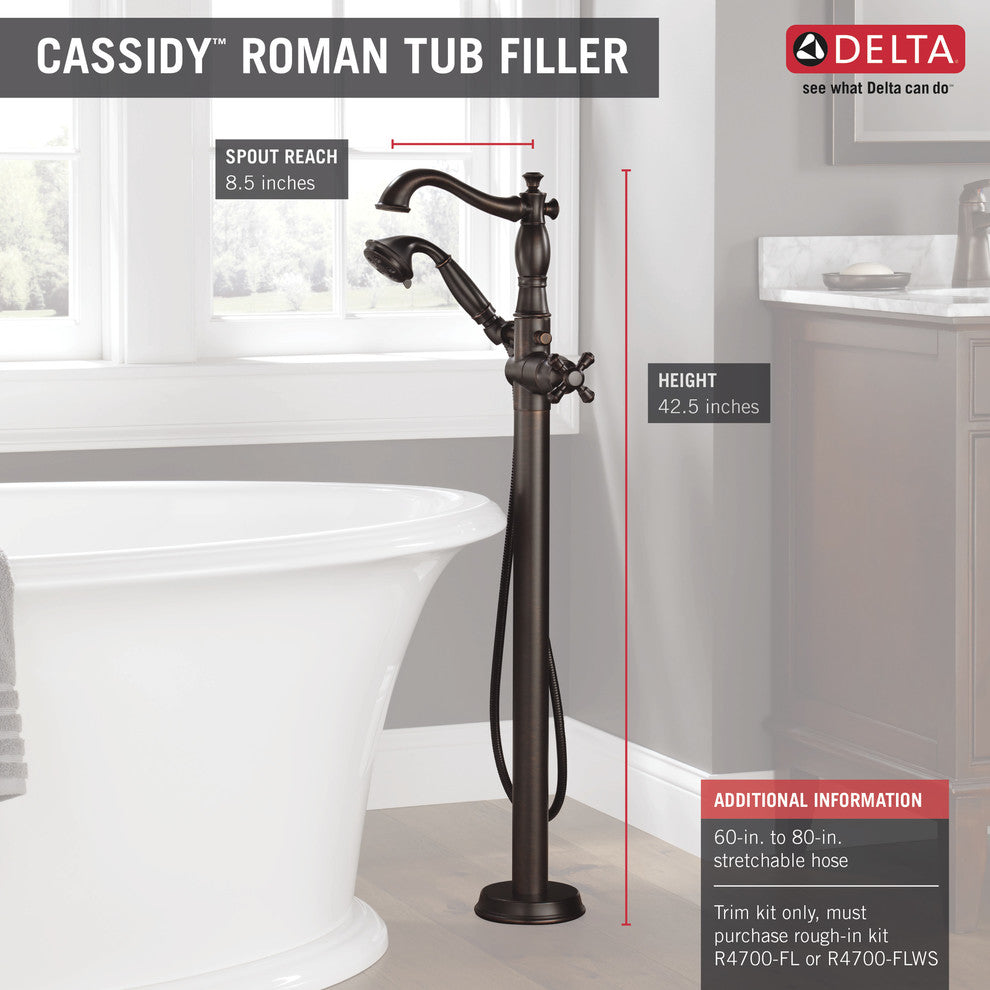 Delta Cassidy Floor Mount Tub Filler Trim - Less Handle, Venetian Bronze