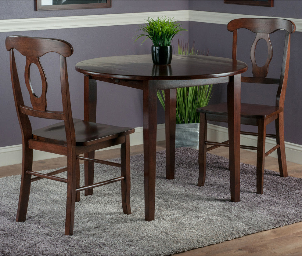 Clayton 3-Piece Set Set Drop Leaf Table With 2 Keyhole Back Chairs