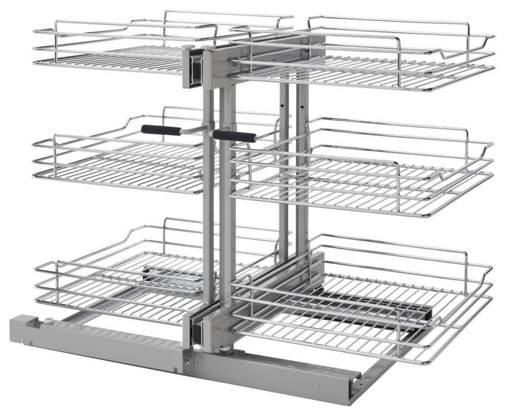 Steel 3-Tier Pull Out Organizer for Blind Corner Cabinets With Soft Close, 18"