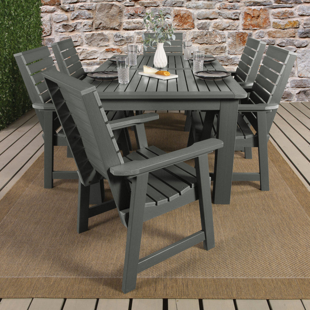 Glennville 7-Piece 42x72 Dining Set, Weathered Acorn, Coastal Teak