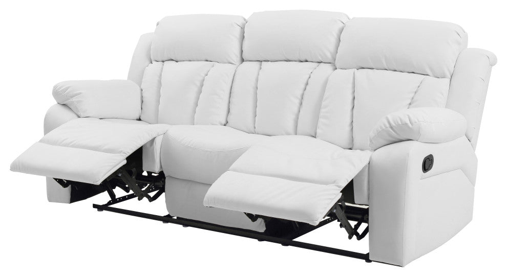 Springfield Reclining Sofa, White Faux Leather
