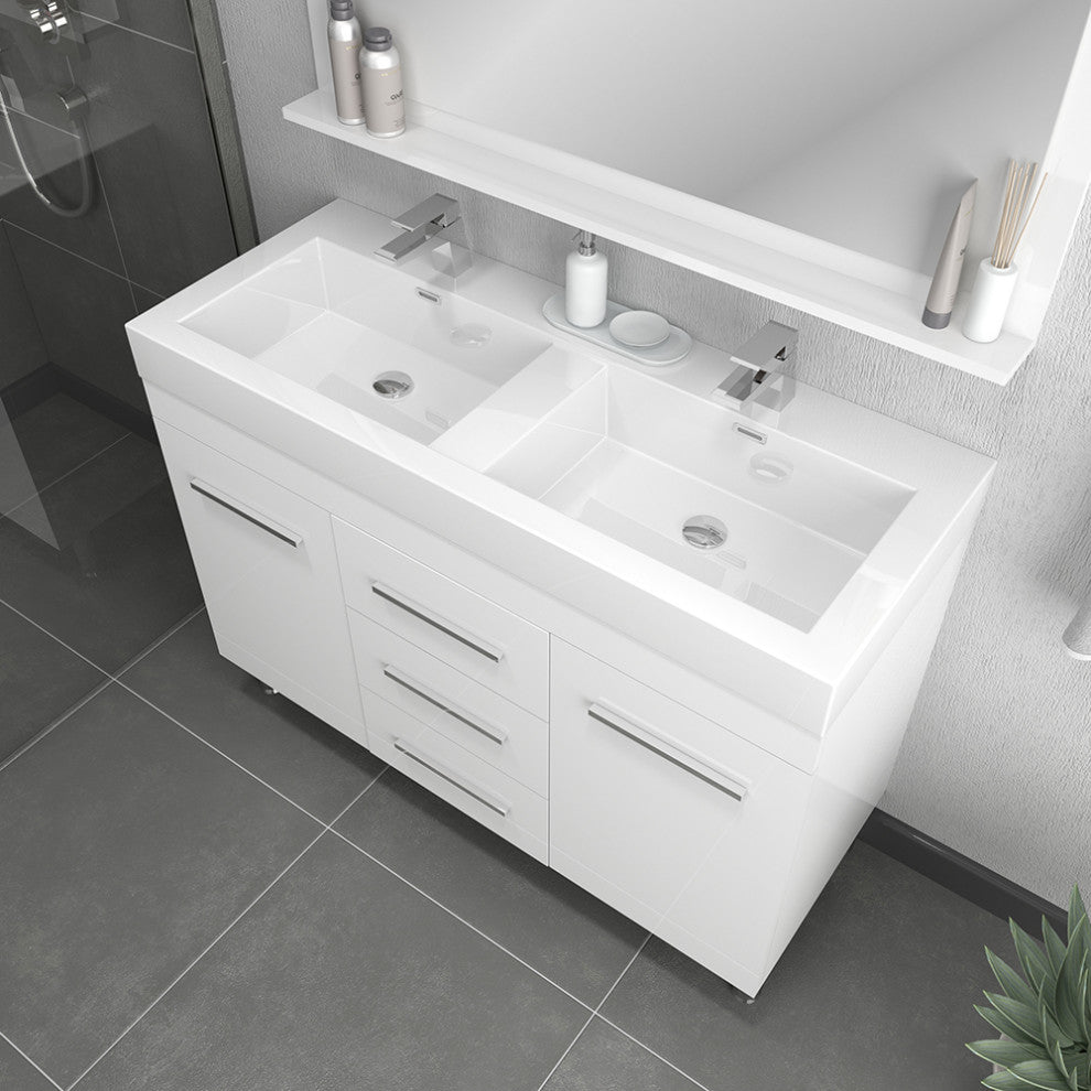 Ripley 48" Double Bathroom Vanity, White