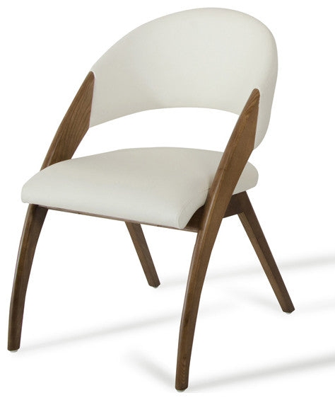HomeRoots 31" Walnut Wood and Cream Leatherette Dining Chair
