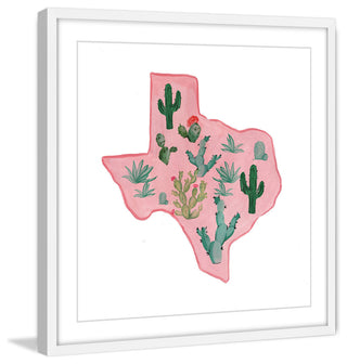 "Pink Texas" Framed Painting Print, 18x18