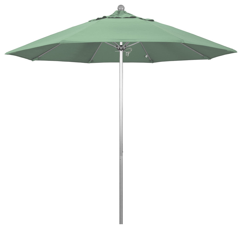 9'' Silver Anodized Push Lift Fiberglass Rib Aluminum Umbrella, Pacifica, Spa