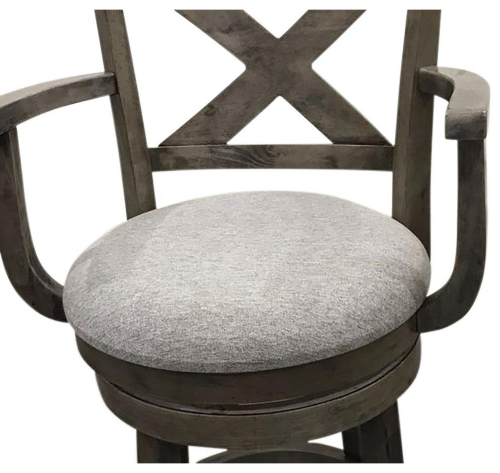 Essex Deluxe Swivel Barstool - Set of 2 - Gotham Grey - Grey Upholstery