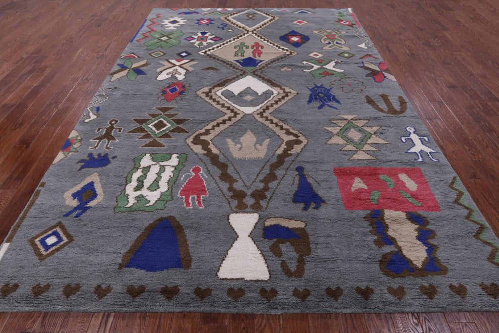 9' 1" X 12' 2" Moroccan Hand Knotted Wool Rug - Q13100