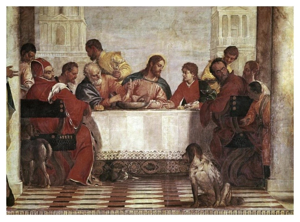 "Dinner In The House of Levi - Detail" Paper Print by Paolo Veronese, 24"x18"