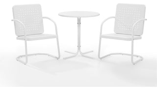 Bates 3-Piece Outdoor Bistro Set, White Gloss