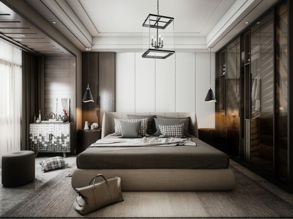 Tango 1-Light Medium Pendant, Matte Black With Polished Nickel