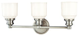 Windham 3-Light Bath and Vanity With Opal Glossy Glass Shade, Polished Nickel