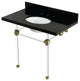 KVPK3630KA7 36" Black Granite Console Sink with Acrylic Legs