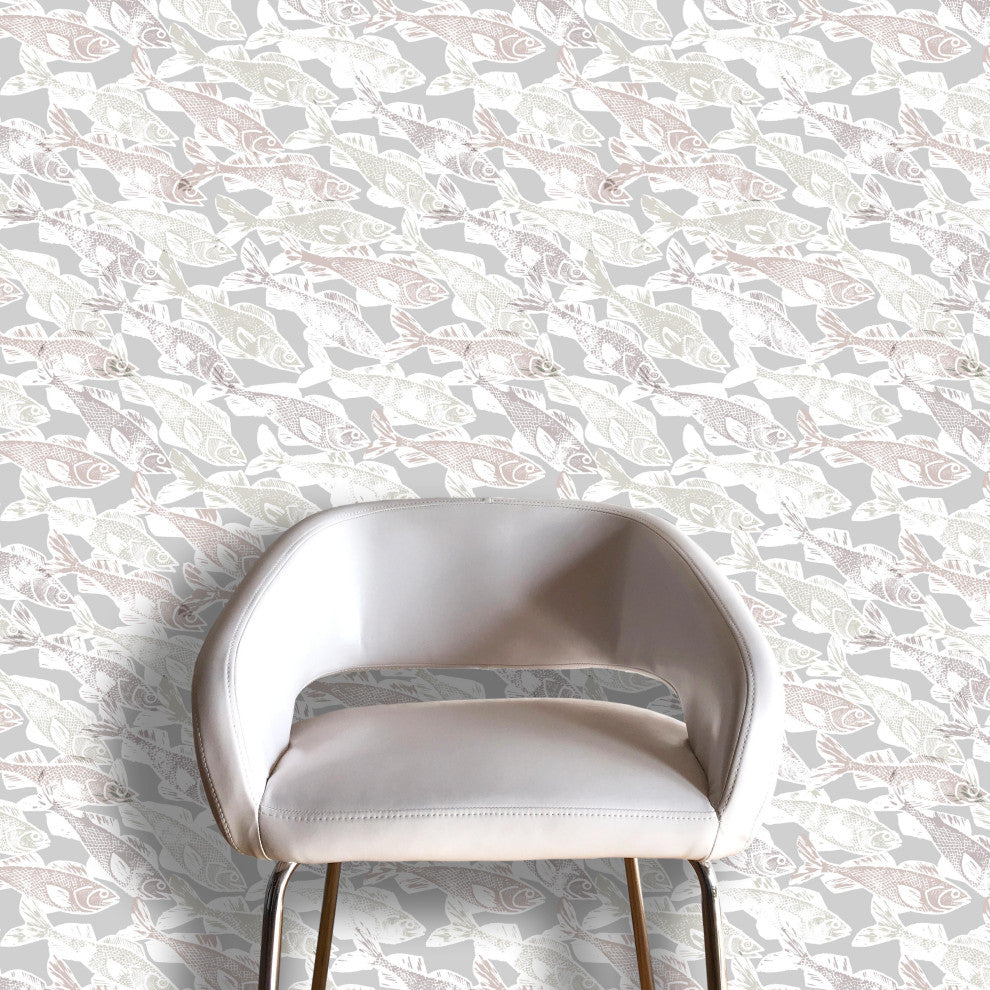 Walleyes Wallcovering, Beige Tonal, Roll, Traditional