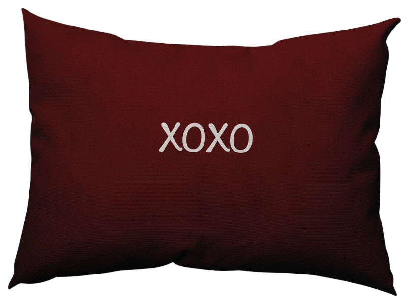 XOXO Valentines Decorative Lumbar Pillow, Maroon, 14x20"