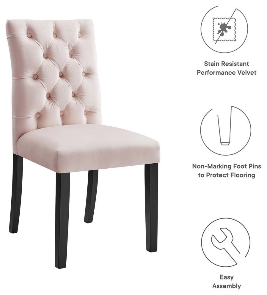 Side Dining Chair, Set of 2, Pink, Velvet, Modern, Cafe Bistro Hospitality