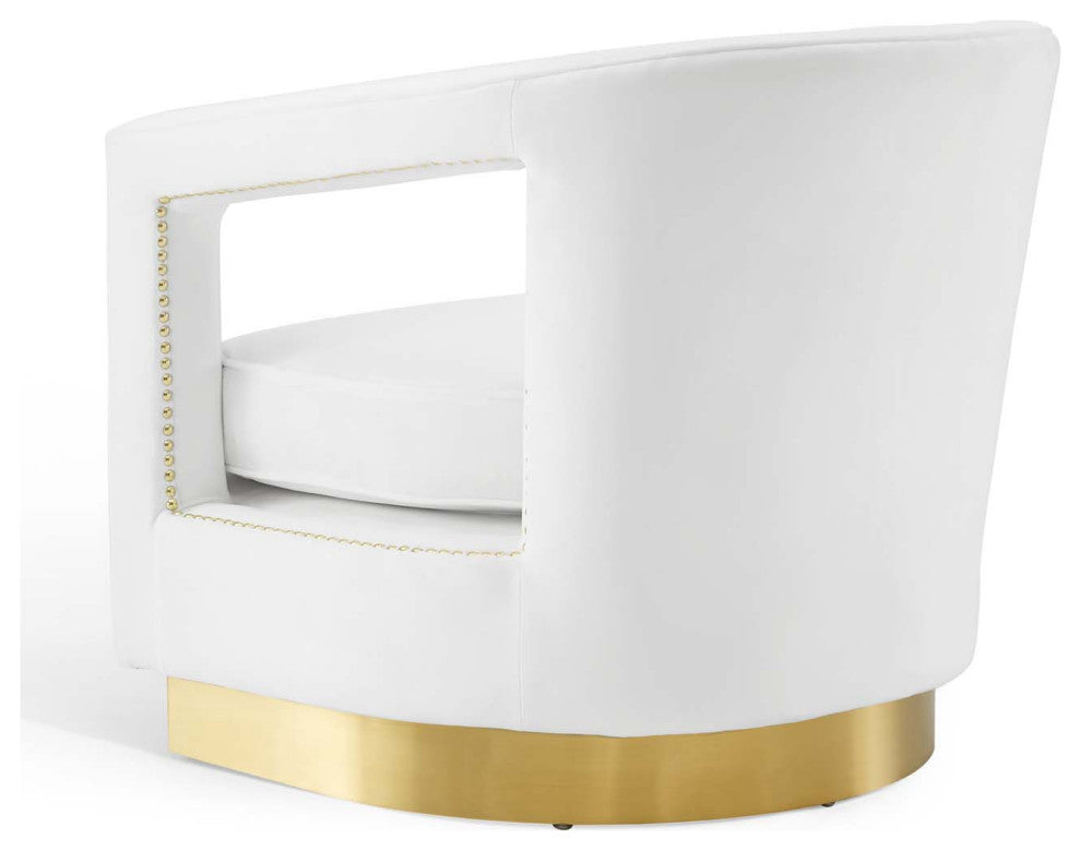 Armchair Accent Chair, Velvet, White, Modern, Living Lounge Hotel Hospitality