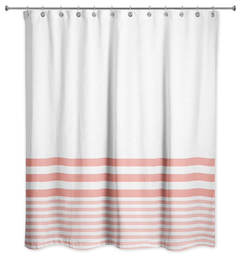 Coral Stripes 71x74 Shower Curtain
