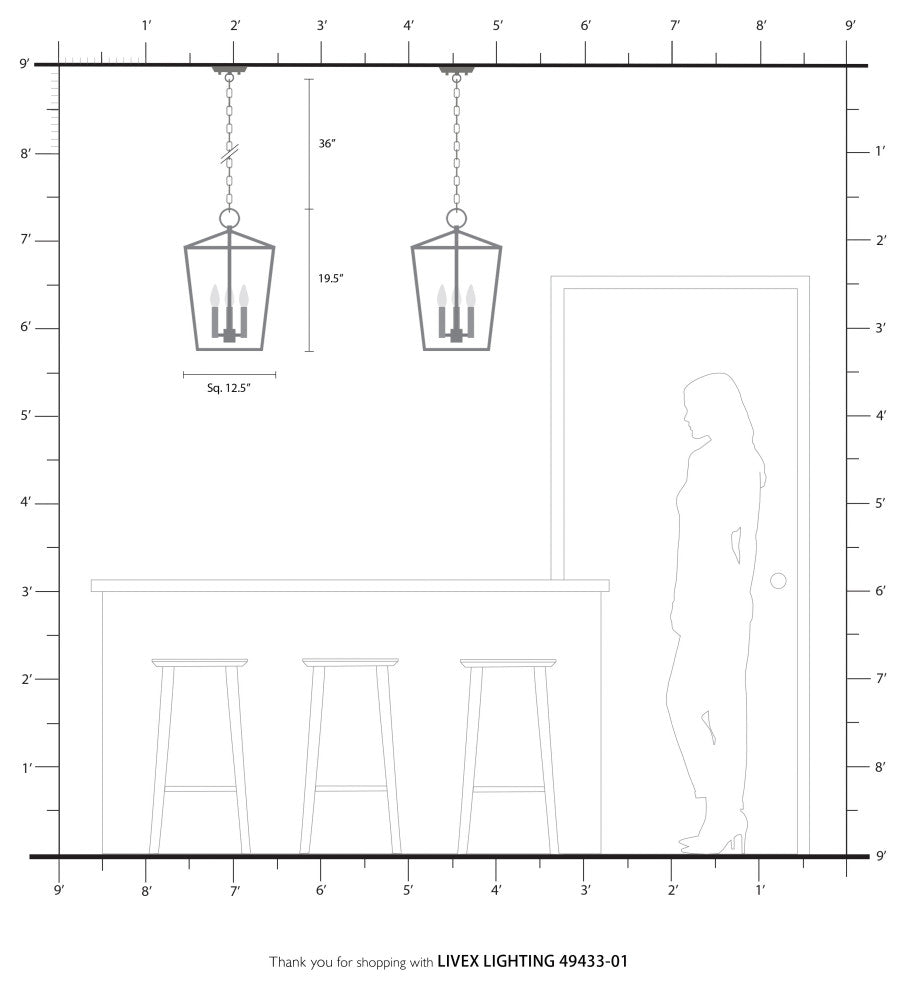 Devone 3 Light Antique Brass Lantern