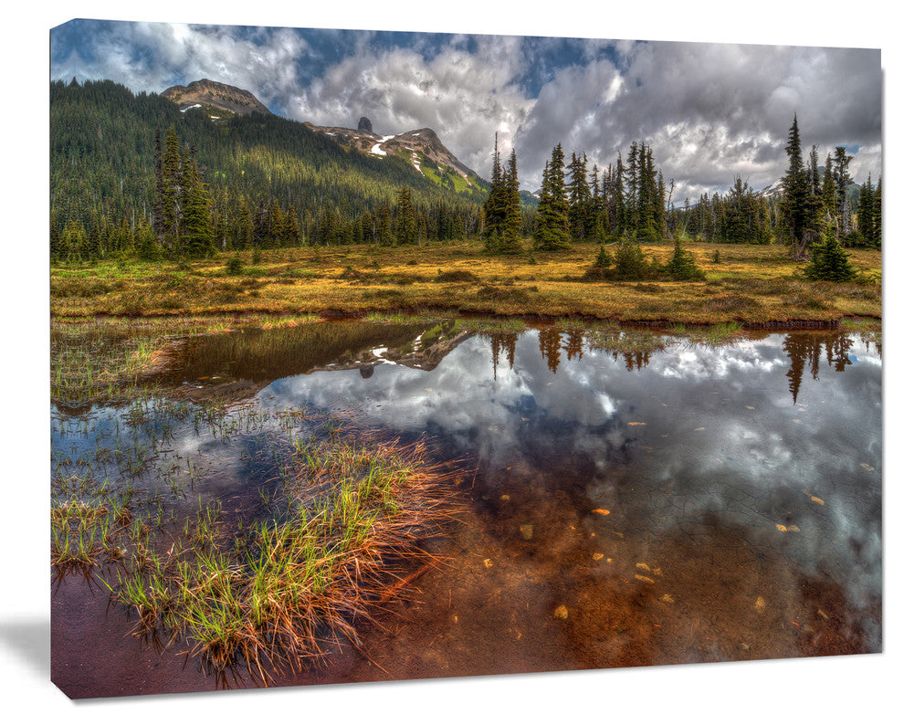 Shallow Lake under Cloudy Sky, Extra Large Landscape Canvas Art Print, 20"x12"