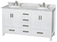 Wyndham WCS141460DWHCMUNOM58 White 60 Inch Bath Vanity with Carrera Marble