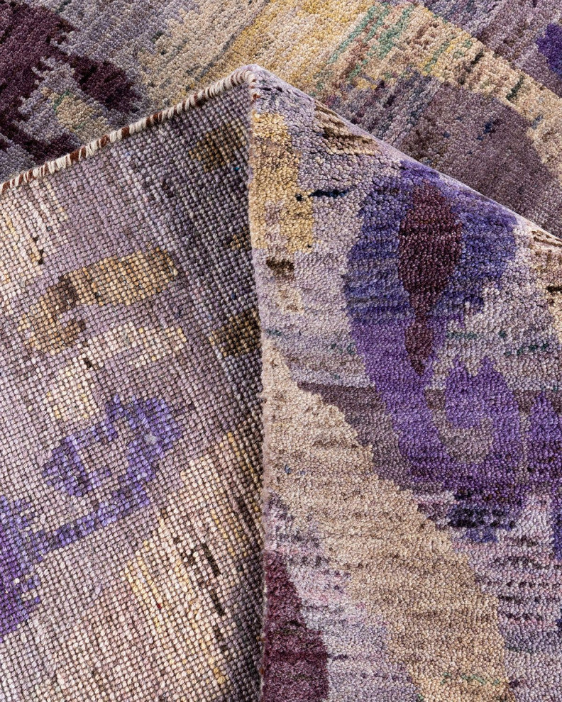 Ikat, One-of-a-Kind Handmade Area Rug - Purple, 9' 0" x 12' 3"