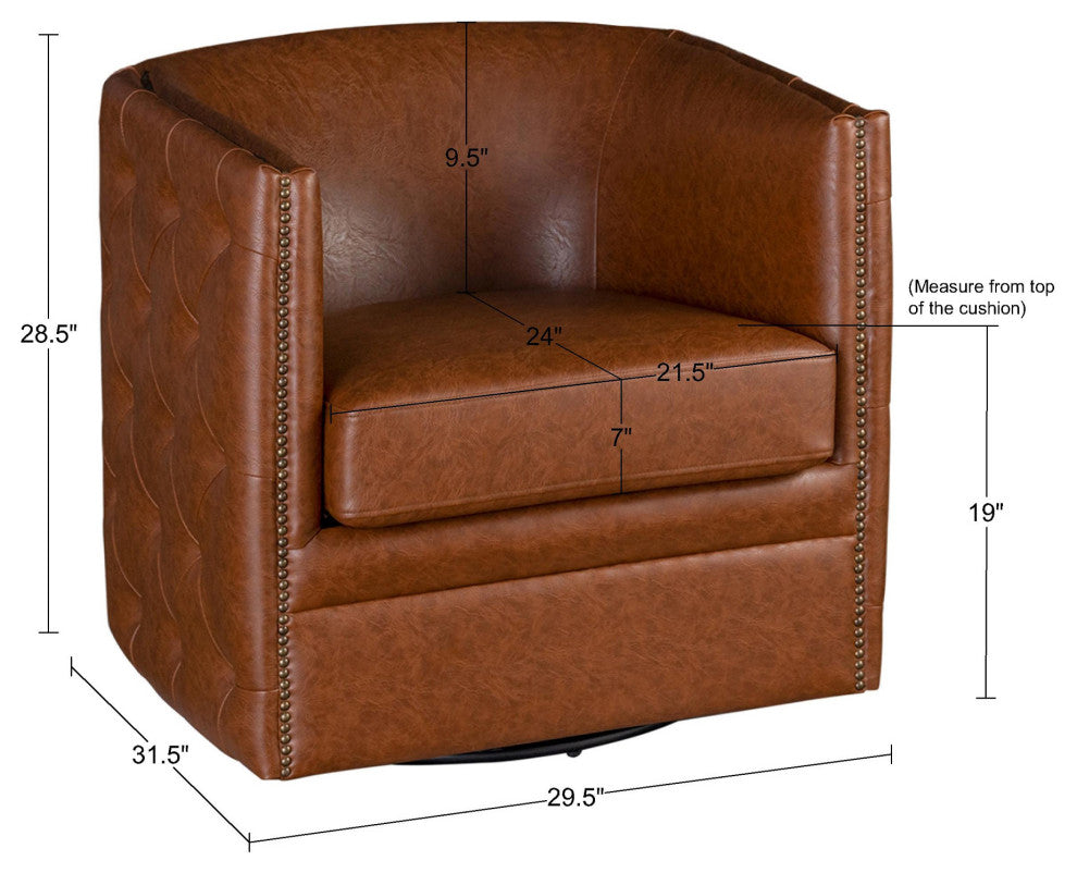 Madison Park Capstone Tufted Barrel Swivel Chair, Brown