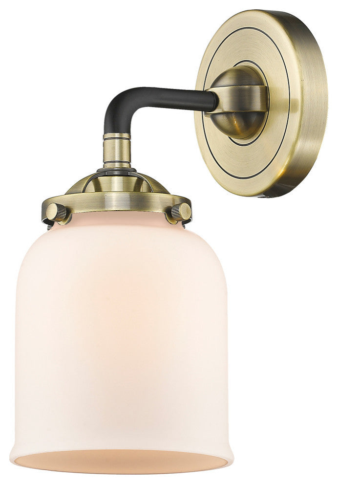 Small Bell 1-Light Sconce, Black Antique Brass, Matte White