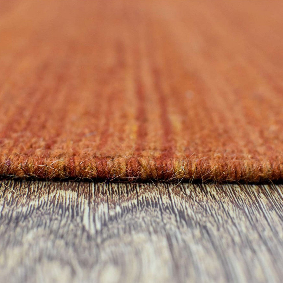 HAND WOVEN FLAT WEAVE KILIM WOOL ECO-FRIENDLY AREA RUGS-Solid,Dark Orange