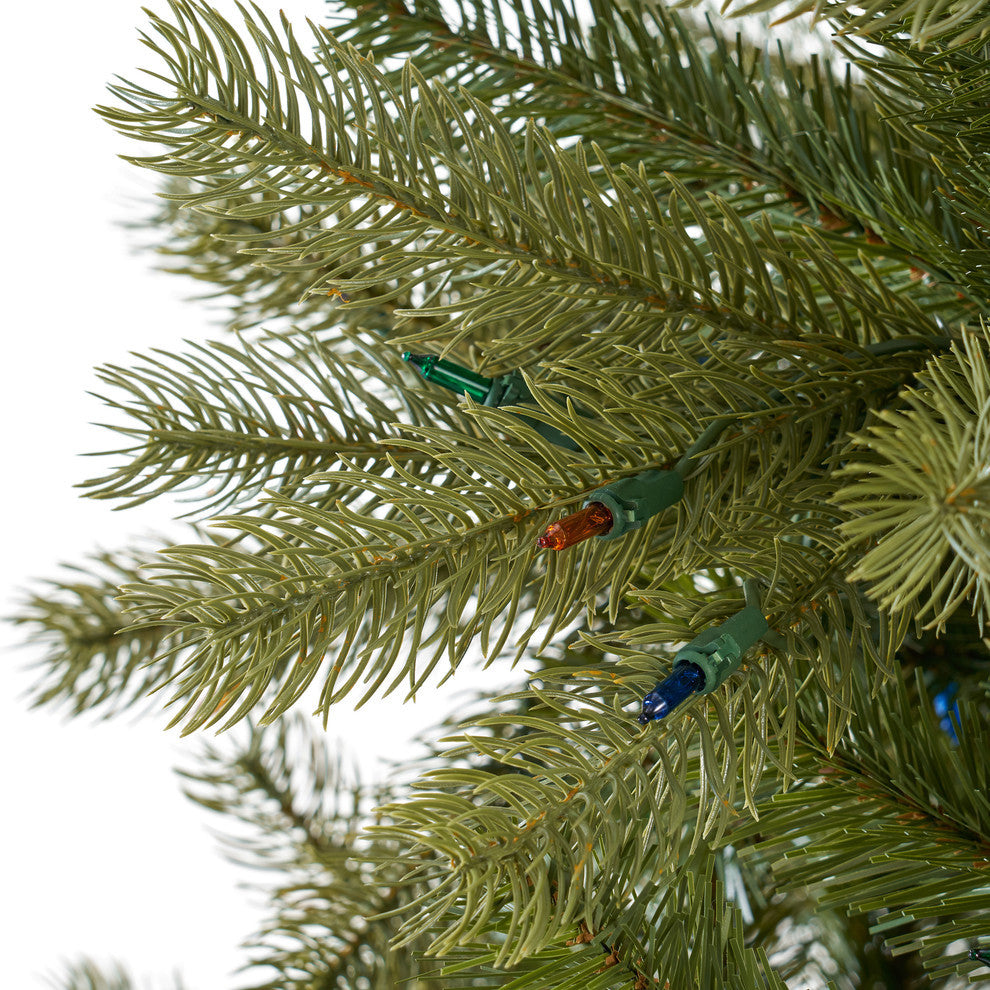 7.5' Mixed Spruce Artificial Christmas Tree, Pre-Lit Multi-Colored