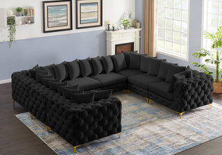 Tremblay Velvet Upholstered 8-Piece Modular U-Shaped Sectional, Black
