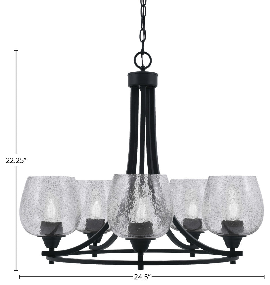 Paramount 5-Light Chandelier, Matte Black, 6" Smoke Bubble Glass