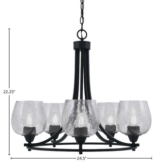 Paramount 5-Light Chandelier, Matte Black, 6" Smoke Bubble Glass