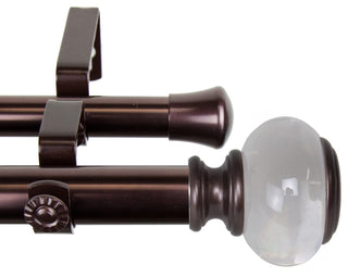 Leilani 1" Diameter Double Curtain Rod, Bronze, 66-120"