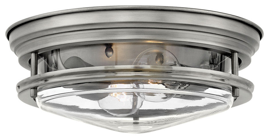Hinkley Hadley Small Flush Mount, Antique Nickel With Clear Glass